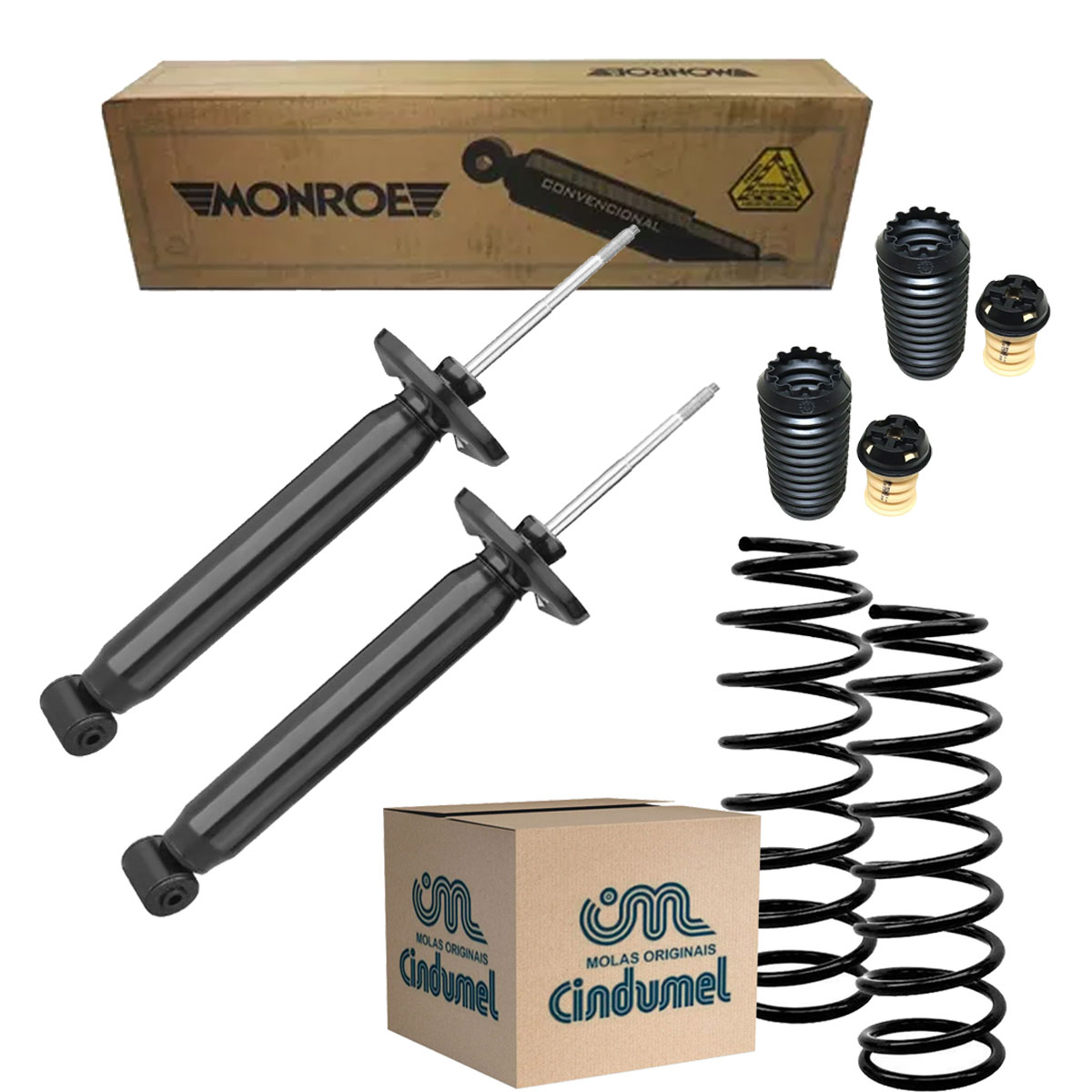 Par Amortecedor Traseiro + Mola + Kit Saveiro 2002 Até 2007