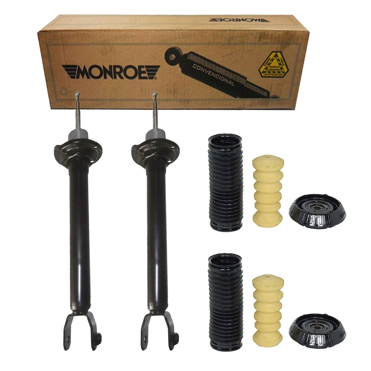 Par Amortecedor Traseiro Monroe + Kit Ford Ka 2011 2012 2013