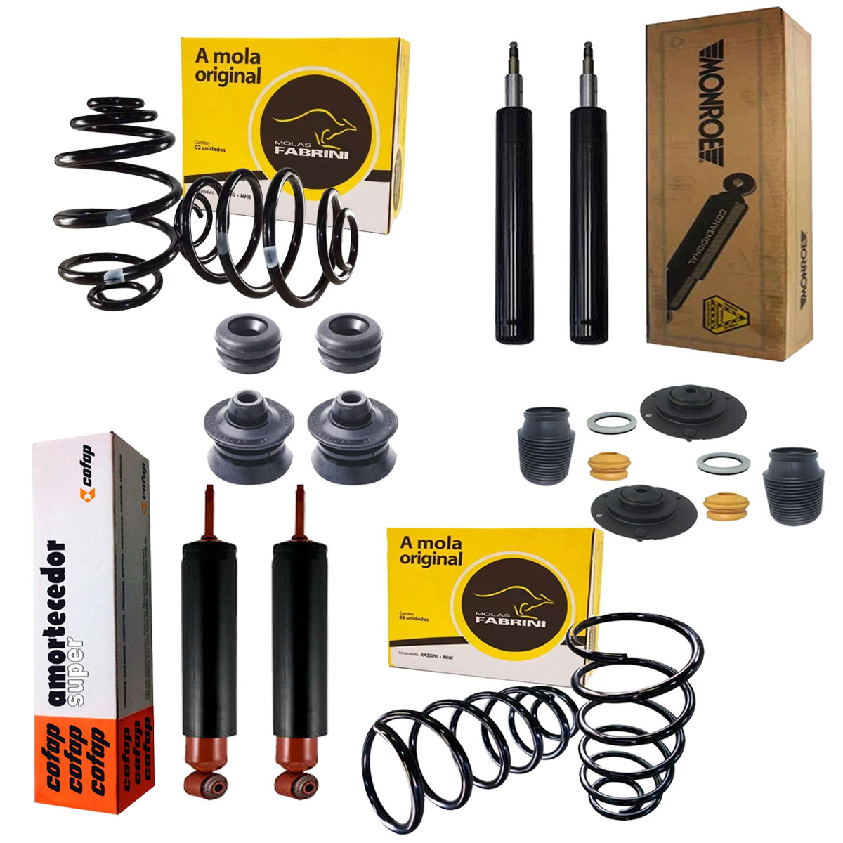 4 Amortecedores + 4 Molas + Kit Monza Tubarão 1991 Até 1996