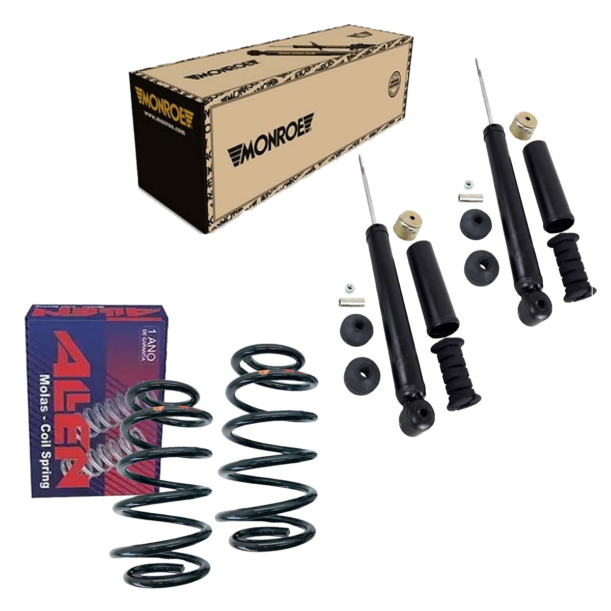 Par Amortecedores Traseiros Monroe + Mola Fit 2003 Até 2008