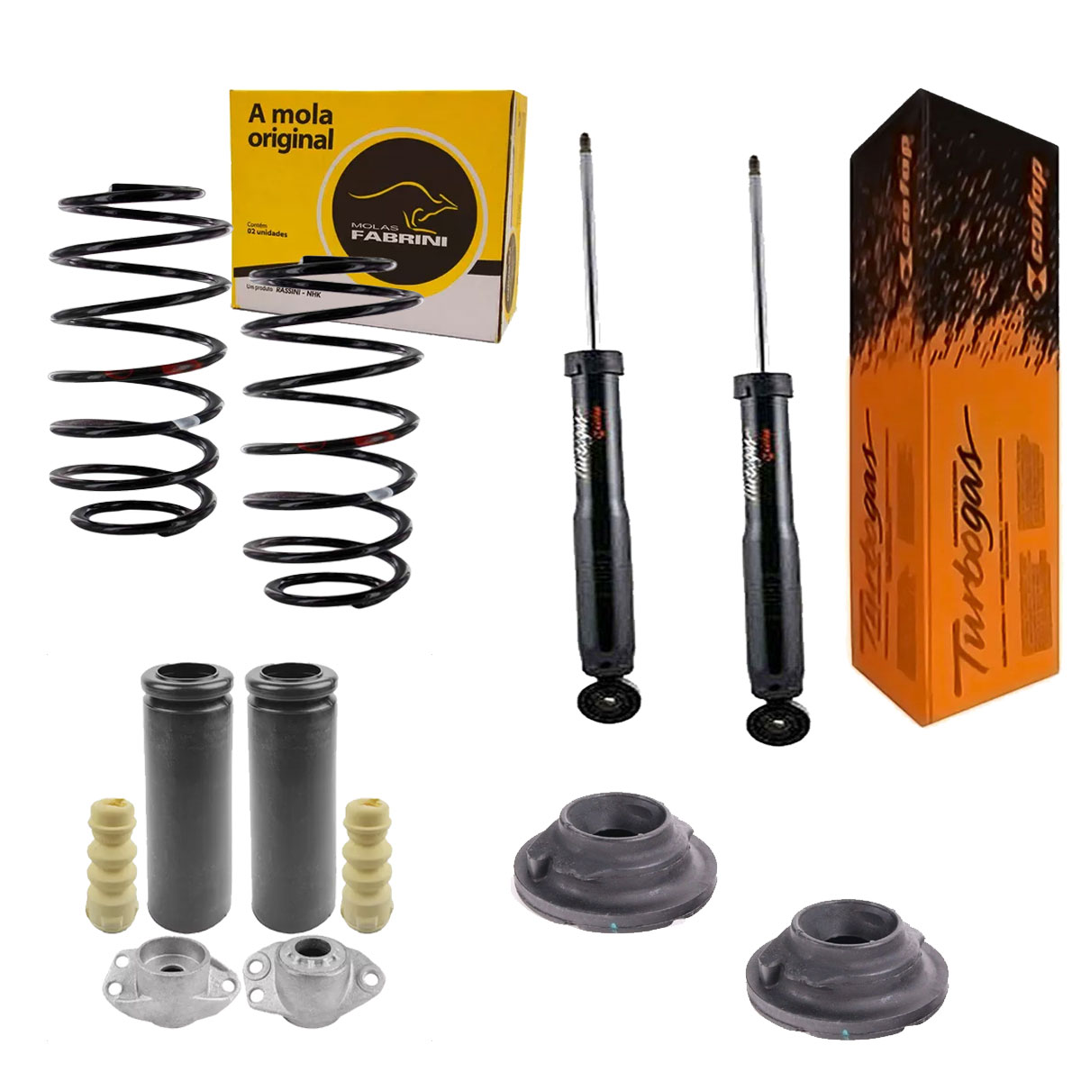 Par Amortecedores Traseiros + Kit + Molas Fox 2003 Até 2009