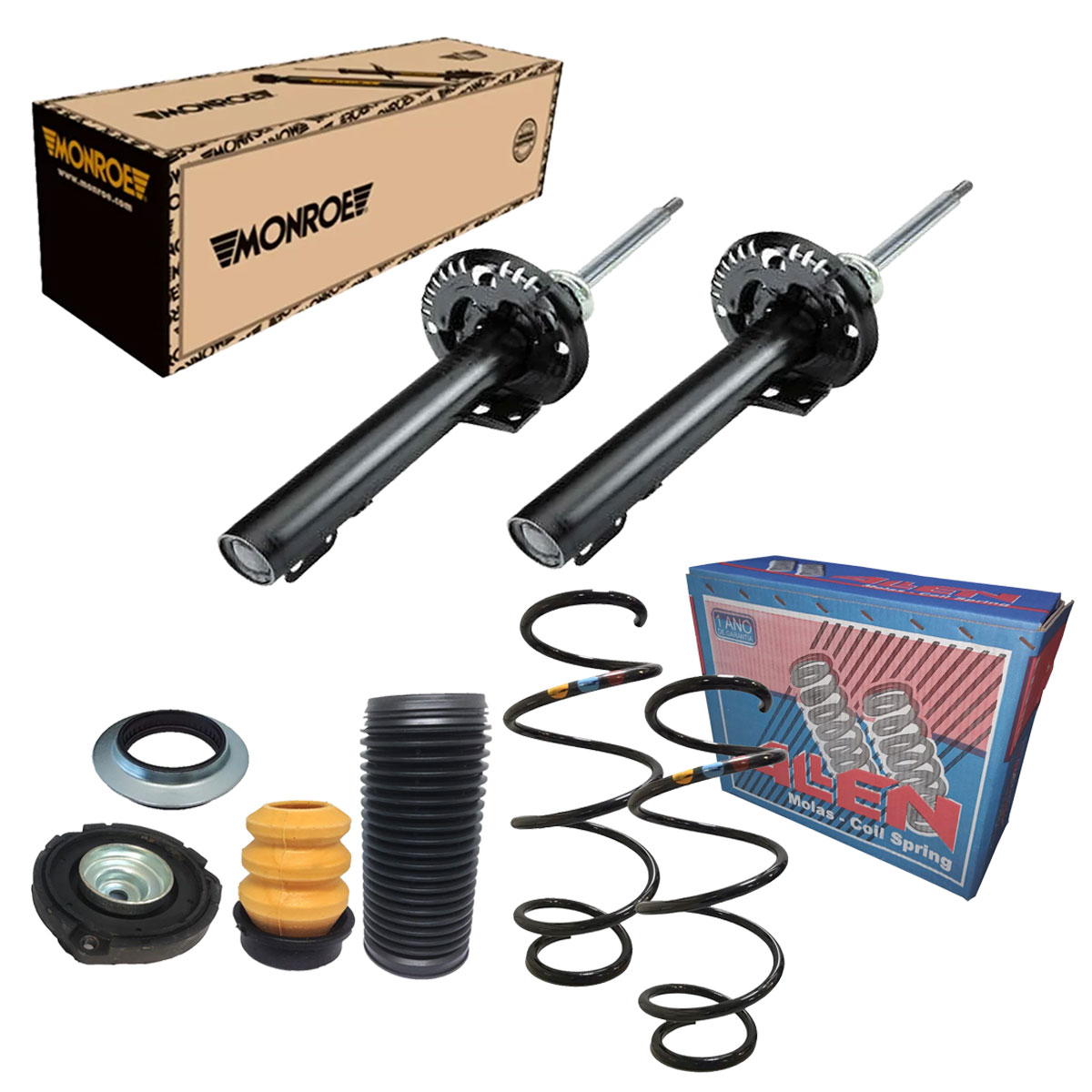 Par Amortecedores Dianteiros + Molas + Kit Batentes Crossfox