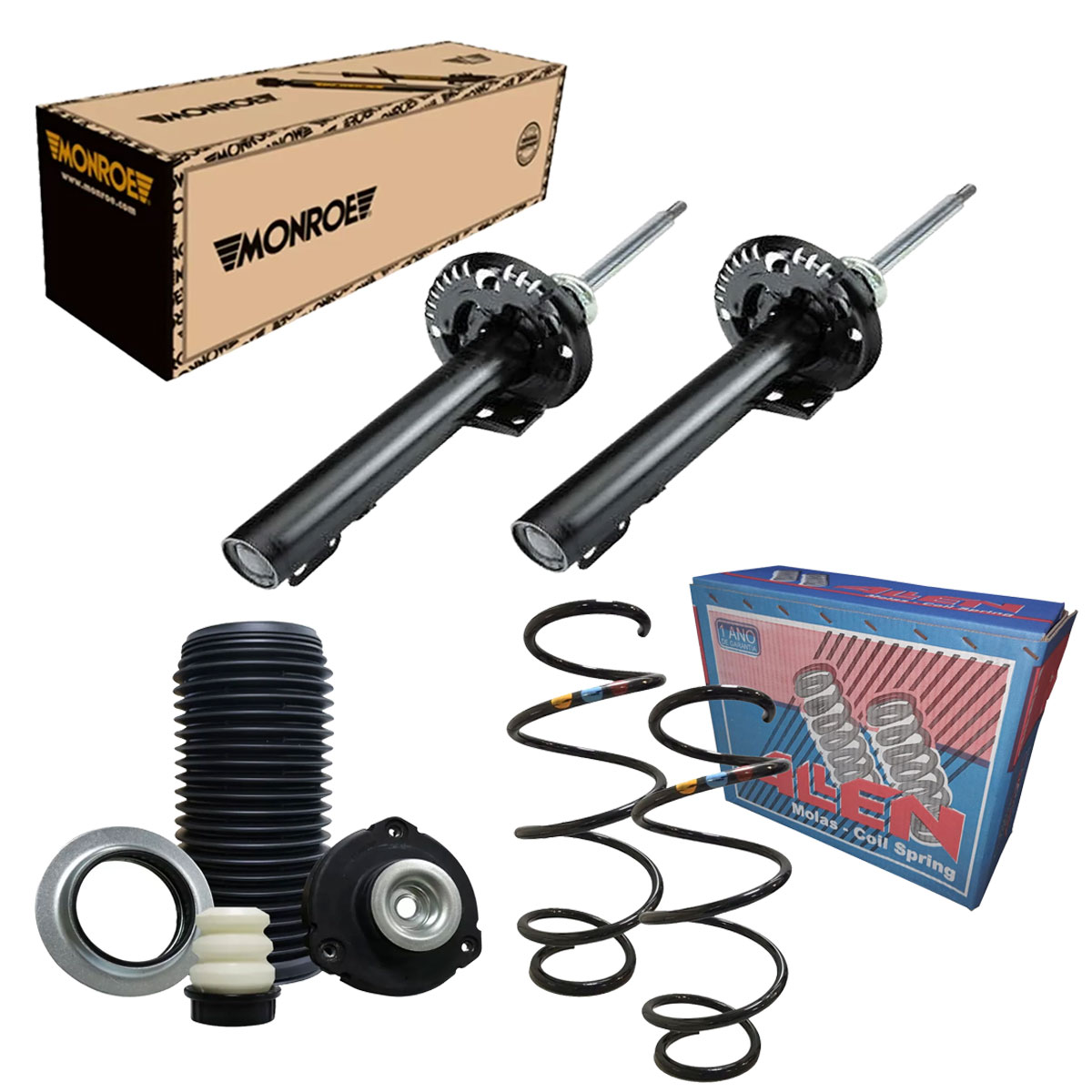 Par Amortecedores Dianteiros + Molas + Kit Axios Crossfox