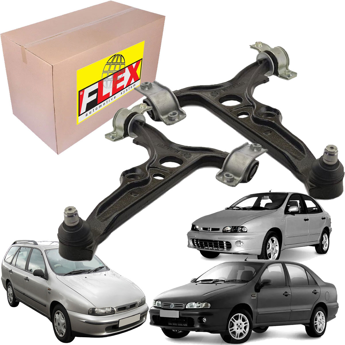 Par Bandeja Balança Completa Com Bucha Pivo Fiat Marea Brava