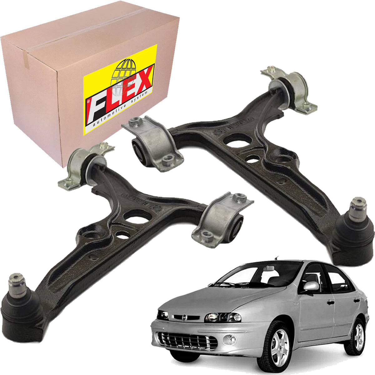 Par Bandeja Balança Completa Com Bucha Pivo Fiat Marea Brava - Imagem 6