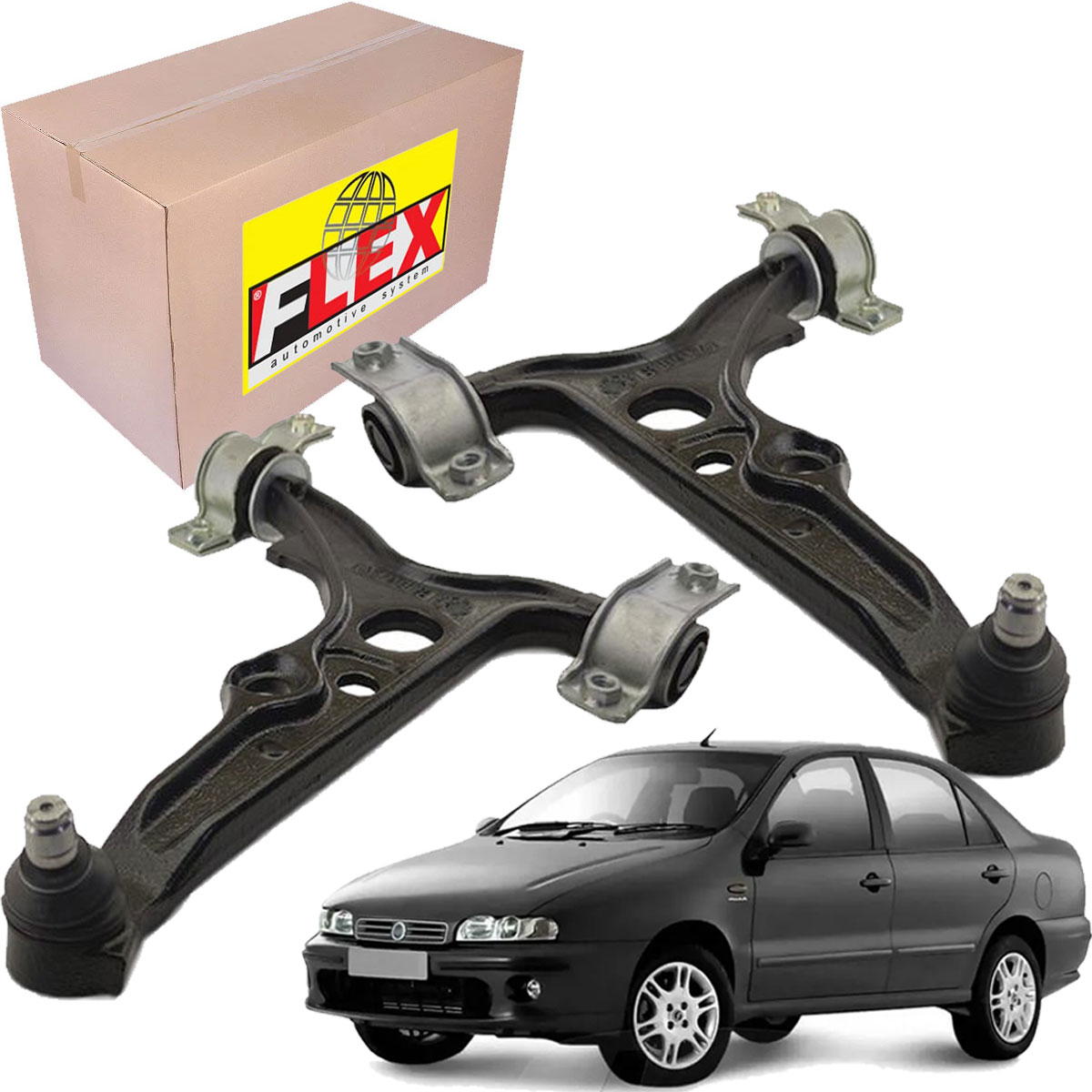 Par Bandeja Balança Completa Com Bucha Pivo Fiat Marea Brava - Imagem 5