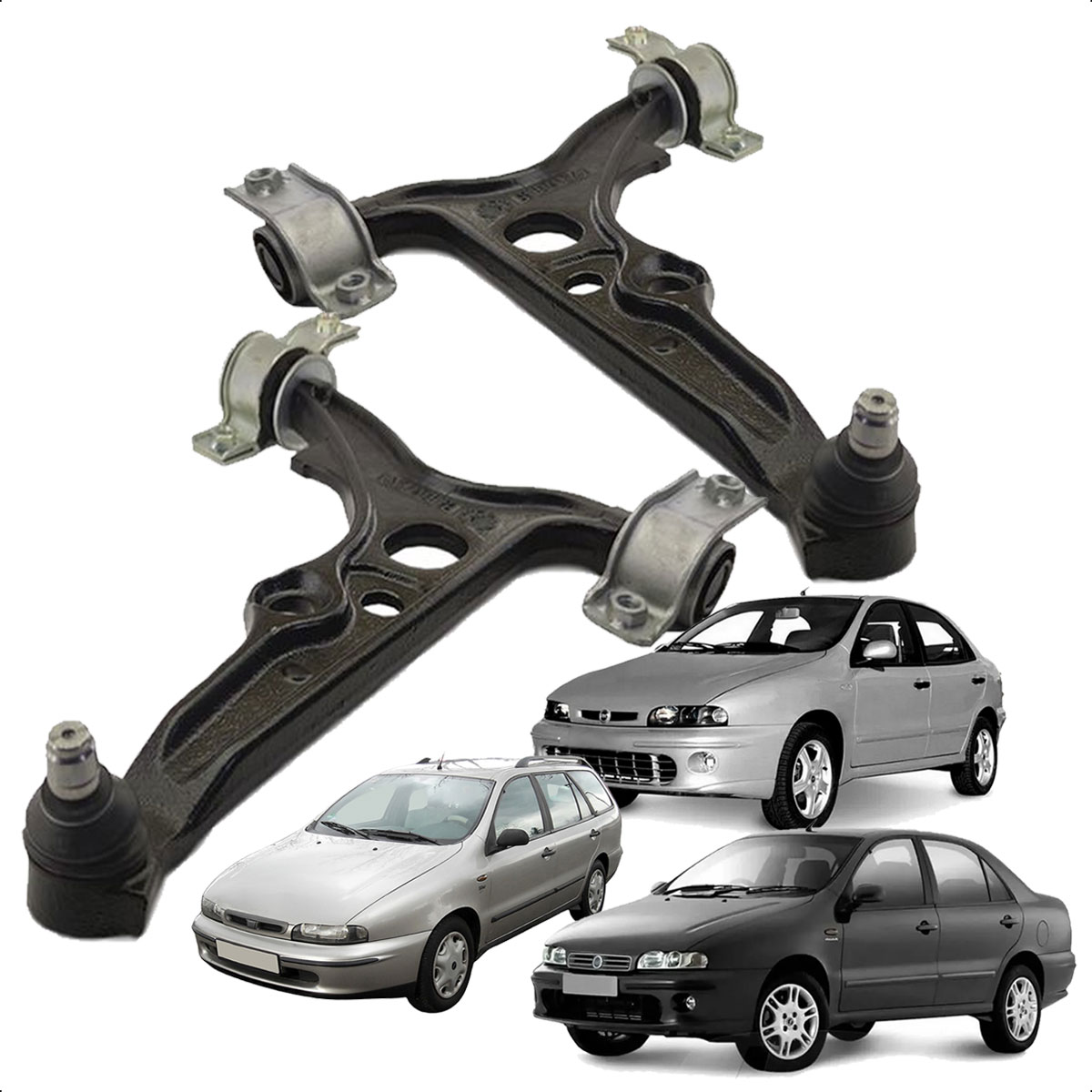 Par Bandeja Balança Completa Com Bucha Pivo Fiat Marea Brava - Imagem 3