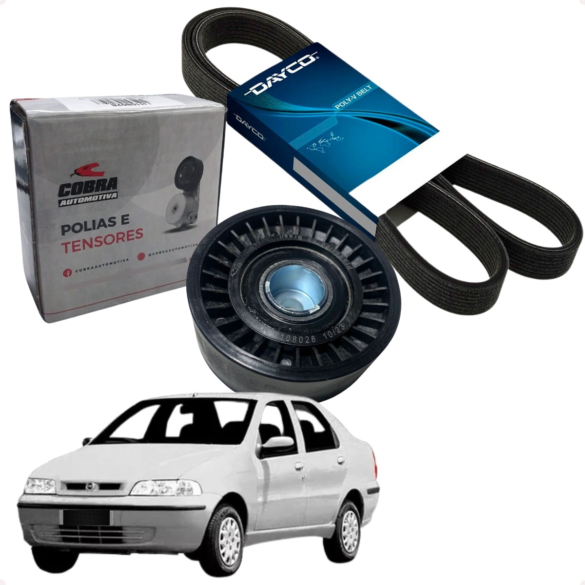 Correia Do Alternador + Rolamento Palio 1.0 98 99 00 S/ Ar