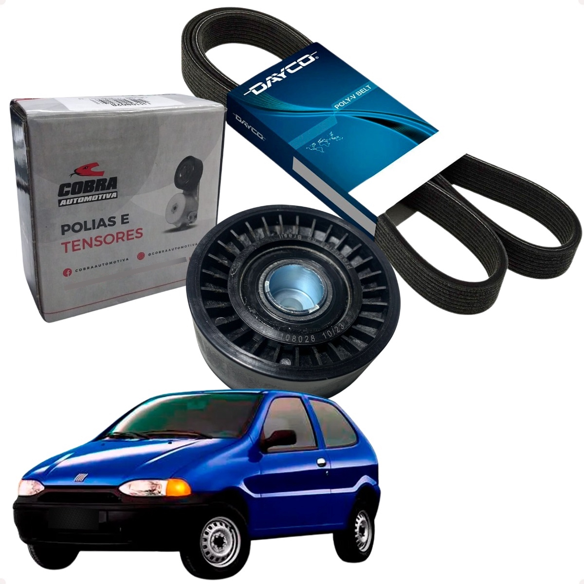 Correia Do Alternador + Rolamento Palio 1.0 98 99 00 S/ Ar - Imagem 3